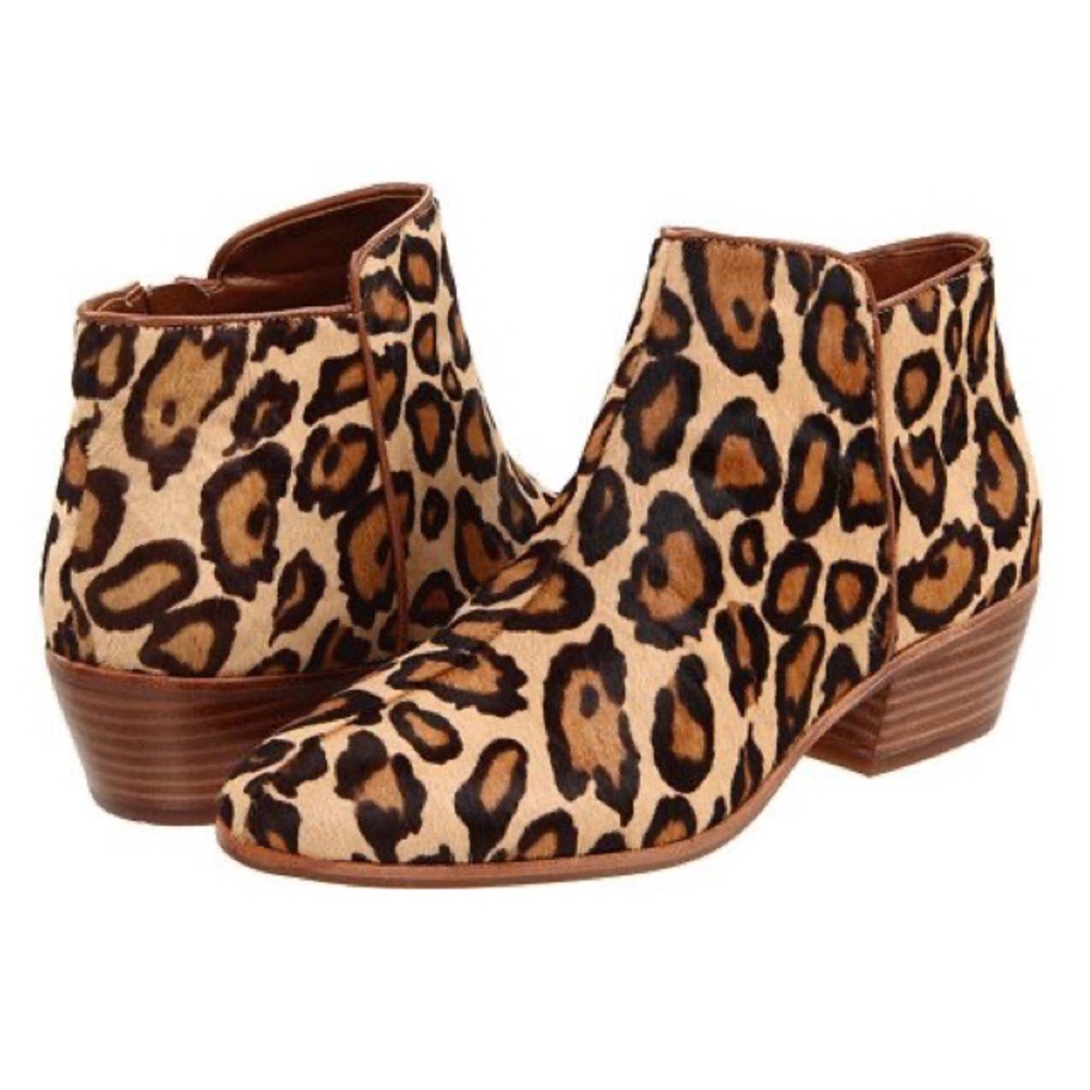 SAM EDELMAN Leopard Calf Hair “Petty” Ankle Boots